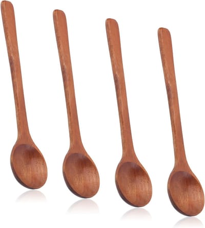 Set van 4 Kleine Houten Lepels van 17 cm - Ideaal voor Honing, Thee en Koffie - Keukenaccessoires voor Serveren en Roeren