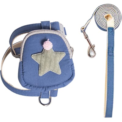 Huisdier Harnas Leash Set Verstelbare Banden Gelijkmatige Druk Ontsnappingsbestendig Losse Kat Vest Riem voor Buiten S (Recommended Within 2.5kg/5.5lb) blauw