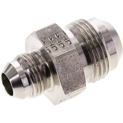 JIC  Dubbele Verloopnippel UNF 3/4''-16 X UN 1-1/16''-12 RVS 210bar