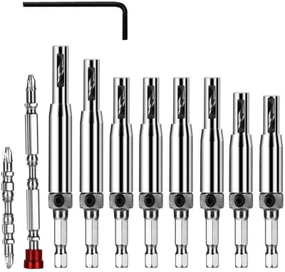 Dailygoods - Zelf Centerende Boor Set - 11 Delige Hinge Drill Bit Set voor Houtbewerking - Hoogwaardige materialen - Boor Set voor Precisie - Perfect...
