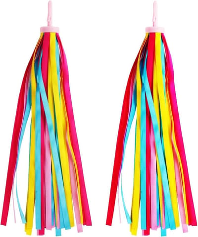 Stuurfranjes Kinderfiets - Fietsdecoratie Meisjes - Fiets Versieren - Kleurrijk Bloemig Design - 25 cm Lengte - Geel Roze