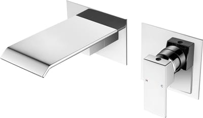 Dailygoods- Wastafelkraan Wandmontage - Watervaluitloop 18cm - Verchroomd - Badkamerkraan - Stijlvol - Elegante uitstraling
