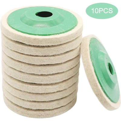 10 stuks 4 inch ronde wolvilt schijfwielpads voor 100 mm haakse slijper polijsten polijsten 10Pcs beige