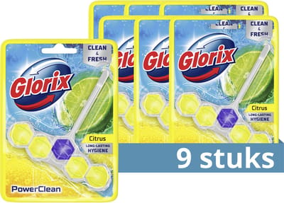 Glorix - WC blokjes - Citroen - 9 Stuks - Voordeelverpakking