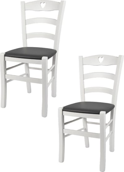 Tommychairs Cuore - Eetkamerstoelen - Set van 2 - Wit - Kunstleer & Hout