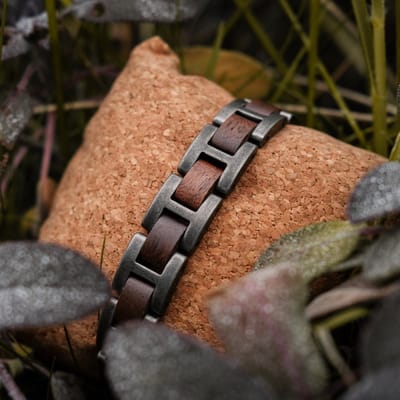 Holzkern Acoustic Armband Walnoot Antiek Zilver | Vintage Stijl