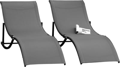 Ligbed set van 2 - Stoelen - Tuinstoelen - Tuinstoel - Loungebed - Tuinset - Zonnebed - Relaxstoel -Tuinmeubelen - Aluminium - 165 cm x 61 cm x 63 cm