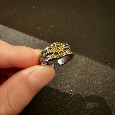Retro De 13e Zwarte Kruistocht Verstelbare Open Ring Voor Mannen Punk Gotisch Edgy Koperen Sieraden Warhammer 40K Accessoires Cadeau voor Hem 8-11 brown