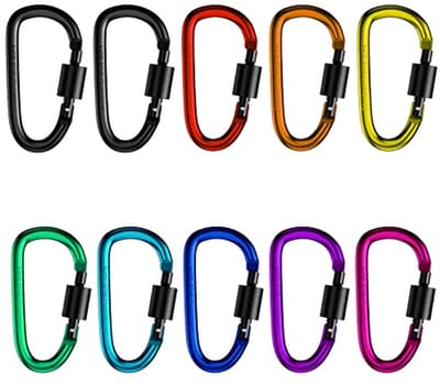 10 stuks kleurrijke aluminium karabijnhaken D-clip voor camping en outdoor activiteiten