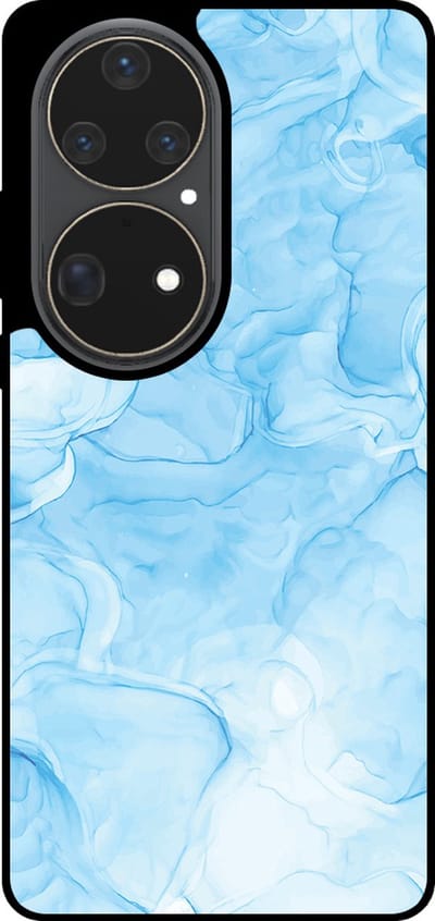 Smartphonica Telefoonhoesje Geschikt voor Huawei P50 Pro met marmer opdruk - TPU backcover case marble design - Lichtblauw geschikt voor Huawei P50 Pro