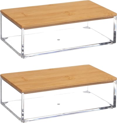 5five opbergbox - 2x 16 x 5 cm - kunststof - voor nagellak/sieraden/make-up - box - organizer - houder
