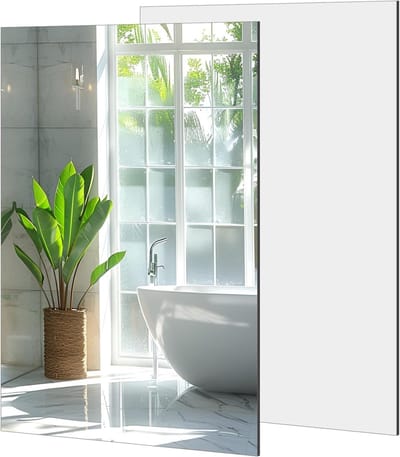 2 Stuks Spiegeltegels 30 x 21 cm - Zelfklevende Wandspiegels voor Badkamer, Woonkamer en Slaapkamer, Decoratieve Spiegels voor Interieurdecoratie