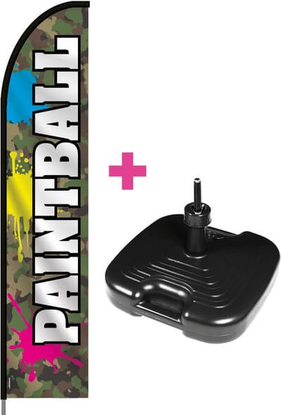 Beachflag - Paintball - Vlag + Parasolvoet + Rotator + Hengelsysteem + Draagtas - Actievlag.nl