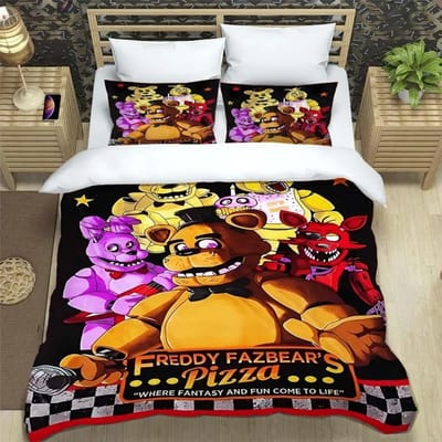 F-Five-Nights At Freddy´s FNAF Beddengoed Laken Set King Twin Double Jongens Beddengoed Microvezel of Polyester Dekbedovertrek AU Single(140x210cm)