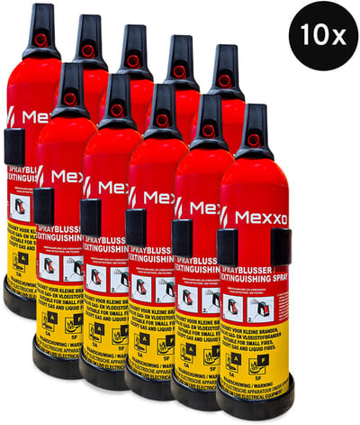 Mexxo Sprayblusser 750ml AF - Set van 10 - Met wandbeugel - PFAS-vrije schuimblusser