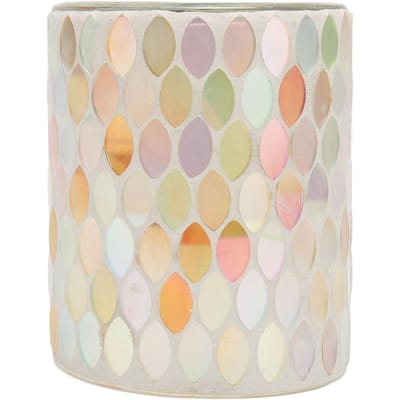 Mozaïek Glas Kandelaar Europese Stijl Handgemaakt Mozaïek Glas Kaarsenhouder Decoratie voor Bruiloftsfeest Diner Bar beige