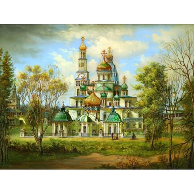 5D Doe-het-zelf Diamant Schilderen Landschap Religie Borduurwerk Landschap Orthodox Christendom Kerk Schilderij 20X30CM beige