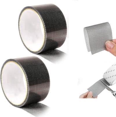 2Stuks - Hor Reparatie Tape - 2M x 50mm - Muggengaas Plakband - Raamhor Tape - Hor Reparatietape - Vliegengordijn Tape - Horrengaas Tools - Voor Het Repareren Van Ramen En Deuren - Sterk Plakband Van Glasvezel - Raamhor Tape - Zwart