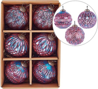 ASTRAL - Kerstballen set van 6 - Roze - Glas