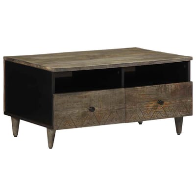 vidaXL - Salontafel - 80x54x40 - cm - massief - mangohout - lichtgrijs