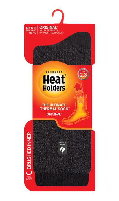 Heat Holders Heren extra dikke warme thermo sokken - Charcoal / Mid Gray Heel & Toe (Berlijn)