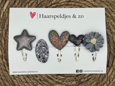 Try-out mix 38 - mix van verschillende speldjes - grijs/blauw - glitters - kerst - feestdagen - 5 cm speldjes