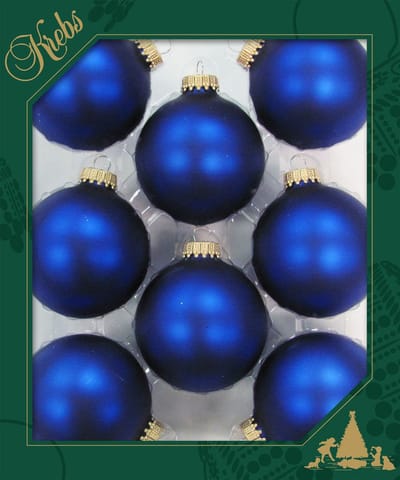 Krebs Kerstballen - 8x st - kobalt blauw - mat - glas - 7 cm - kerstversiering - kerstdecoratie