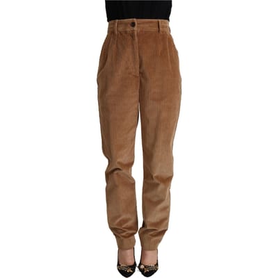 Katoenen Corduroy Broek Bruin