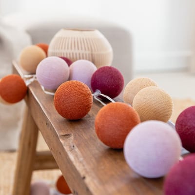 Cotton Ball Lights - LED lichtslinger voor binnen - Handgemaakt en Fairtrade - 35 lampjes - Marrakesh