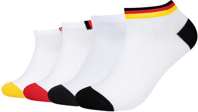 camano unisex sneakersokken, Comfort WM-sokken, 4-pack, voetbalsokken, motiefborduursel, gewatteerde zool, sokken voor dagelijks gebruik, sportsokken.