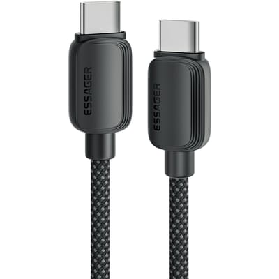 Essager 100W Gewoven Smartphone en Laptop USB-C naar USB-C Kabel Zwart 2m