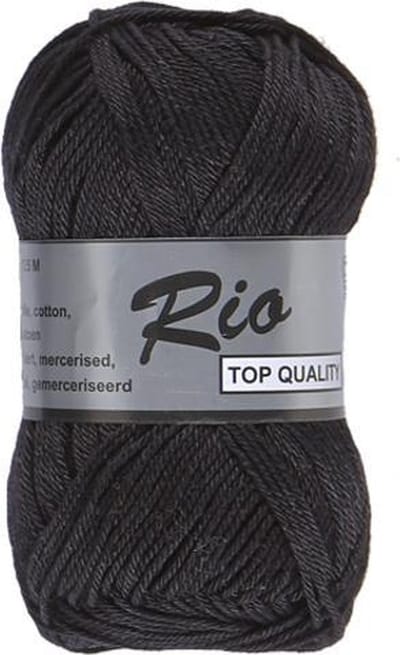 Lammy Yarns Rio katoen garen - zwart (001) - naald 3 a 3,5 mm - 5 bollen