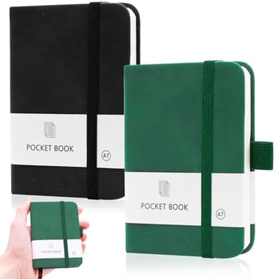 Mini A7 Notitieblok (2 stuks) met Elastische Sluiting en Pennenhouder - Perfect voor School en Werk