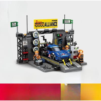 Bouwsteen Raceauto Modificatie Scène Vechter Productielijn Scène Compatibel met Jongens Montage Educatief Speelgoed 29.5*16.6*9.6cm