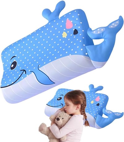 Kinderkussen van traagschuim, wiegkussen, kussenhoes inbegrepen, kinderkussen, kindernapkussen, unisex voor jongens en meisjes(Balena Blue)