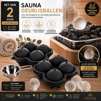 Benza – Sauna Geurijsballen Maker Set van 2 – Inclusief RVS Trechter – Voor 8 Geurijsballen Ø 6 cm – Geschikt voor Etherische Olie & Sauna Opgietingen