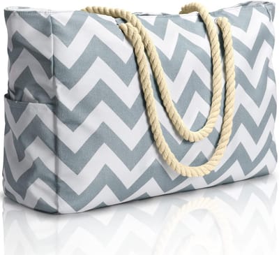 Grote Strandtas voor Familie en Reizen, Ideaal voor Winkelen, Zwemmen en Badkleding met Ritssluiting