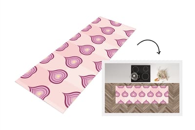 Keukenloper - Loper keuken - Paars - Patronen - Uien - 150x50 cm - Keukenloper vinyl