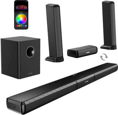 Soundbar - 5.1 - Soundbar met Subwoofer - Soundbar voor TV - Bluetooth - App Control - met RGB Verlichting - 320W Geluidssysteem - Zwart