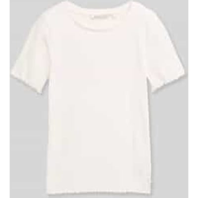 Tom Tailor Denim - Slim fit T-shirt met ribbelstructuur - Maat XL - off white