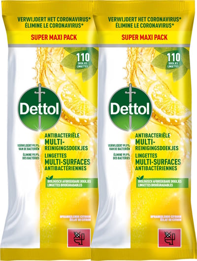Dettol - Dettol Antibacteriële doekjes Multi-oppervlak Citrus - 110st - 2 stuks - Default