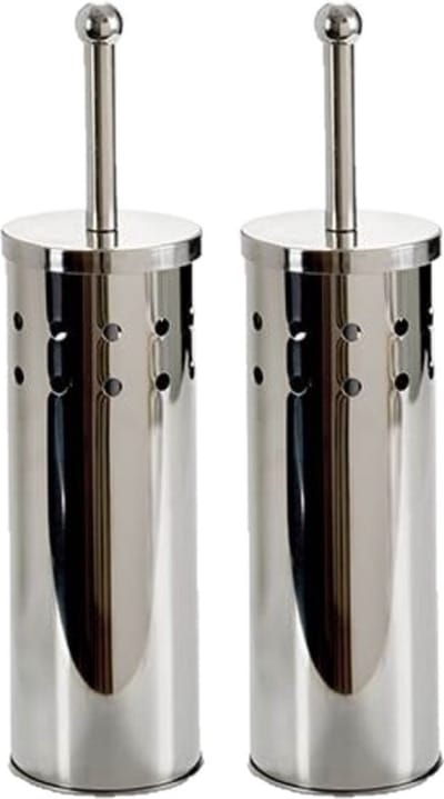 2x stuks berilo rvs toiletborstel/wc-borstel inclusief houder - 40 cm - toilet/badkameraccessoires wc-borstel