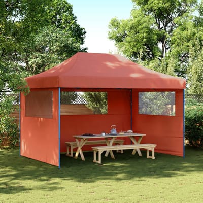 vidaXL - Partytent - inklapbaar - pop-up - met - 3 - zijwanden - terracottakleurig