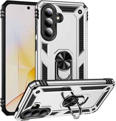 Coverup Hoesje - Geschikt voor Samsung Galaxy A57 Hoesje - Coverup Armor Ring Kickstand Back Cover - Grijs