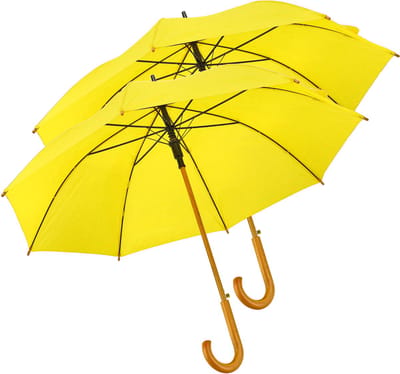 Paraplu 102 cm Geel 2 Stuks – Grote Stokparaplu met Houten Handvat – Regenparaplu voor Volwassenen