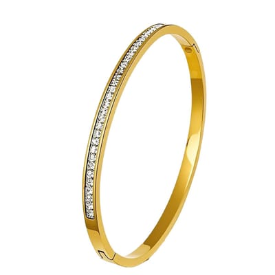 WeLoveSilver - goudkleurige bangle armband - chirurgisch staal - kristallen
