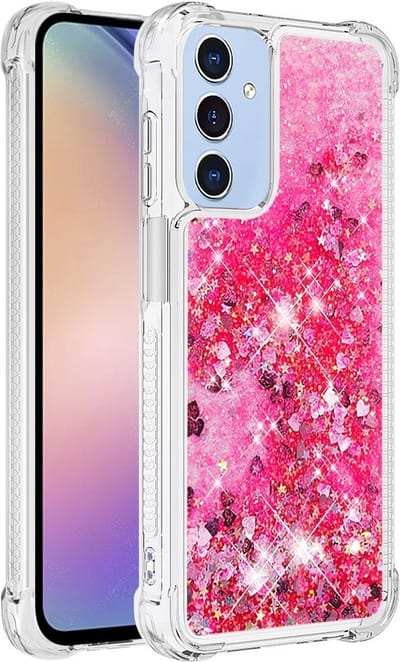 Coverup Hoesje - Geschikt voor Samsung Galaxy A15 Hoesje - Coverup Liquid Glitter Back Cover - Pink