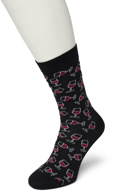 Bonnie Doon Dames Sokken met Wijnglas Print maat 36/42 Donker Grijs - Thema Sokken - Wijnglazen - Cadeau Sokken - Word je Happy en vrolijk van - Zacht Katoen met Gladde Teennaad - Comfortabel - Perfect Cadeau - Anthracite - BT991121.118