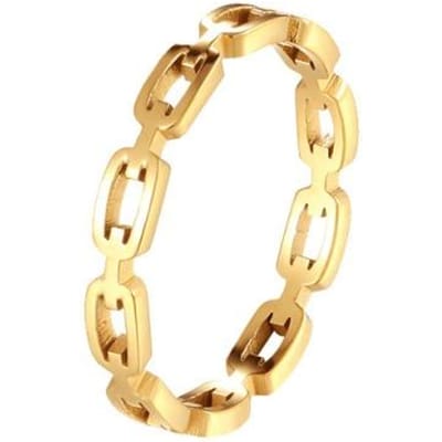 Bague en acier inoxydable avec géométrie creuse en or jaune plaqué or pour femme, cadeau de fête, bijoux tendance, ne se décolore jamais 8