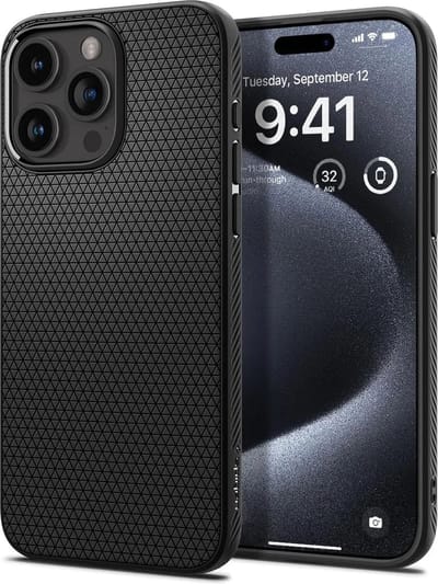 Geschikt voor Spigen Apple iPhone 15 Pro Liquid Air Back Cover Hoesje - Matte Zwart